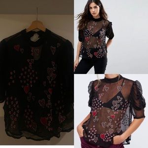 FREE PEOPLE So In Love Valentine Blouse